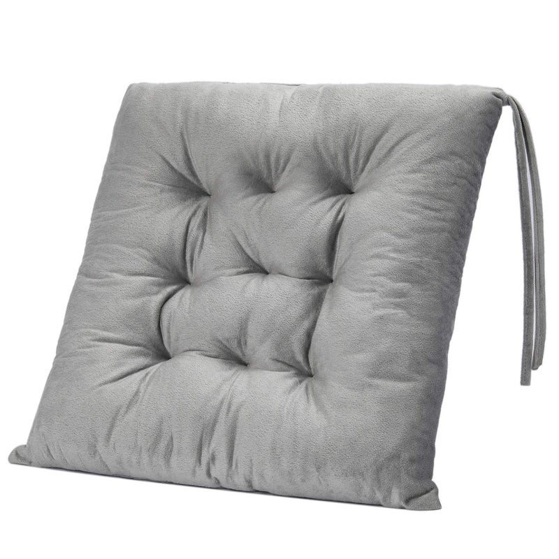 WONDER MIRACLE 4 Pack Seat Cushion/Chair Cushion Pads for Dining Chairs, Office Chair, Floor, Machine Wash & Dryer Friendly (Flannel 16"Ã—16", Grey) - Image 3